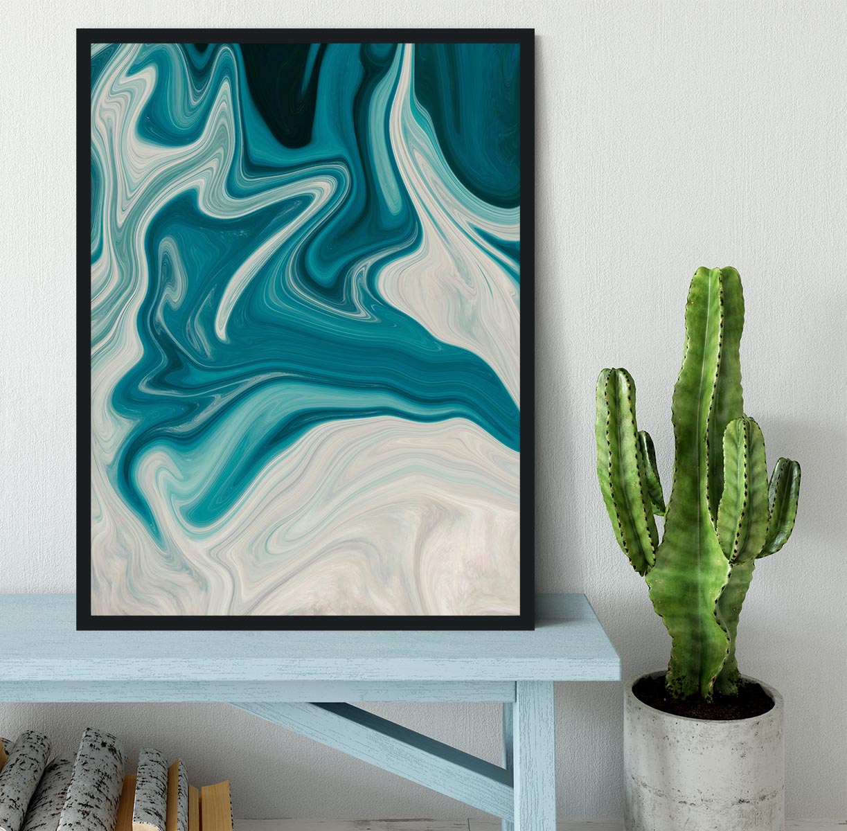 Blue Water Splash Framed Print - Canvas Art Rocks - 2