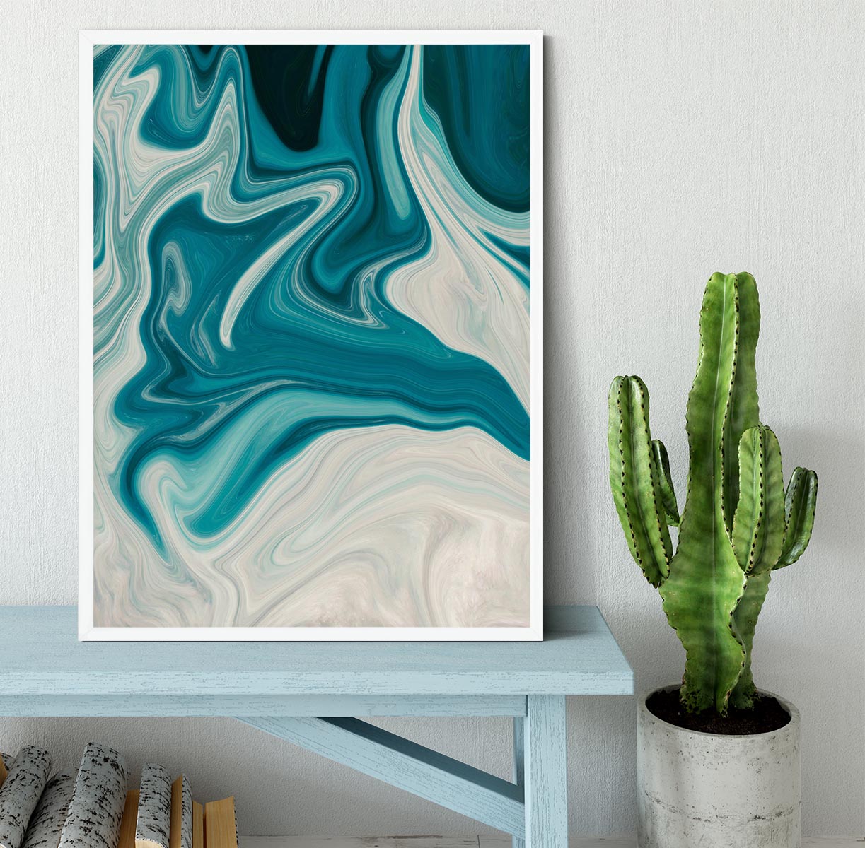 Blue Water Splash Framed Print - Canvas Art Rocks -6
