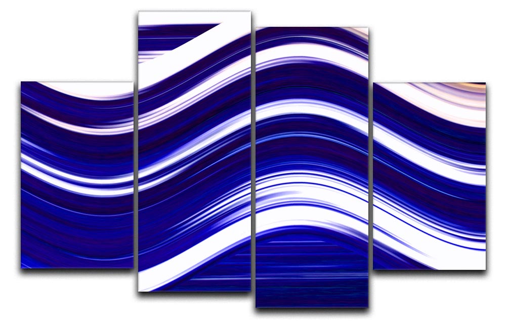 Blue Wave 4 Split Panel Canvas - Canvas Art Rocks - 1