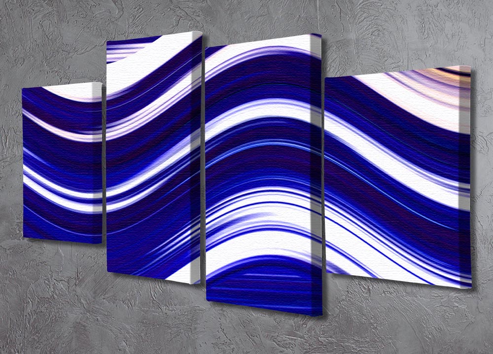 Blue Wave 4 Split Panel Canvas - Canvas Art Rocks - 2