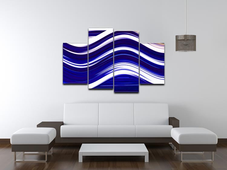 Blue Wave 4 Split Panel Canvas - Canvas Art Rocks - 3