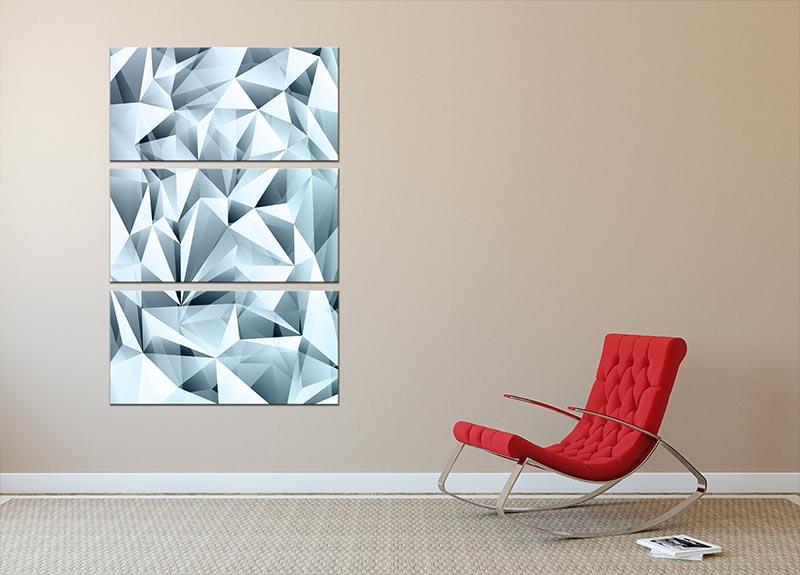 Blue abstract crystal 3 Split Panel Canvas Print - Canvas Art Rocks - 2