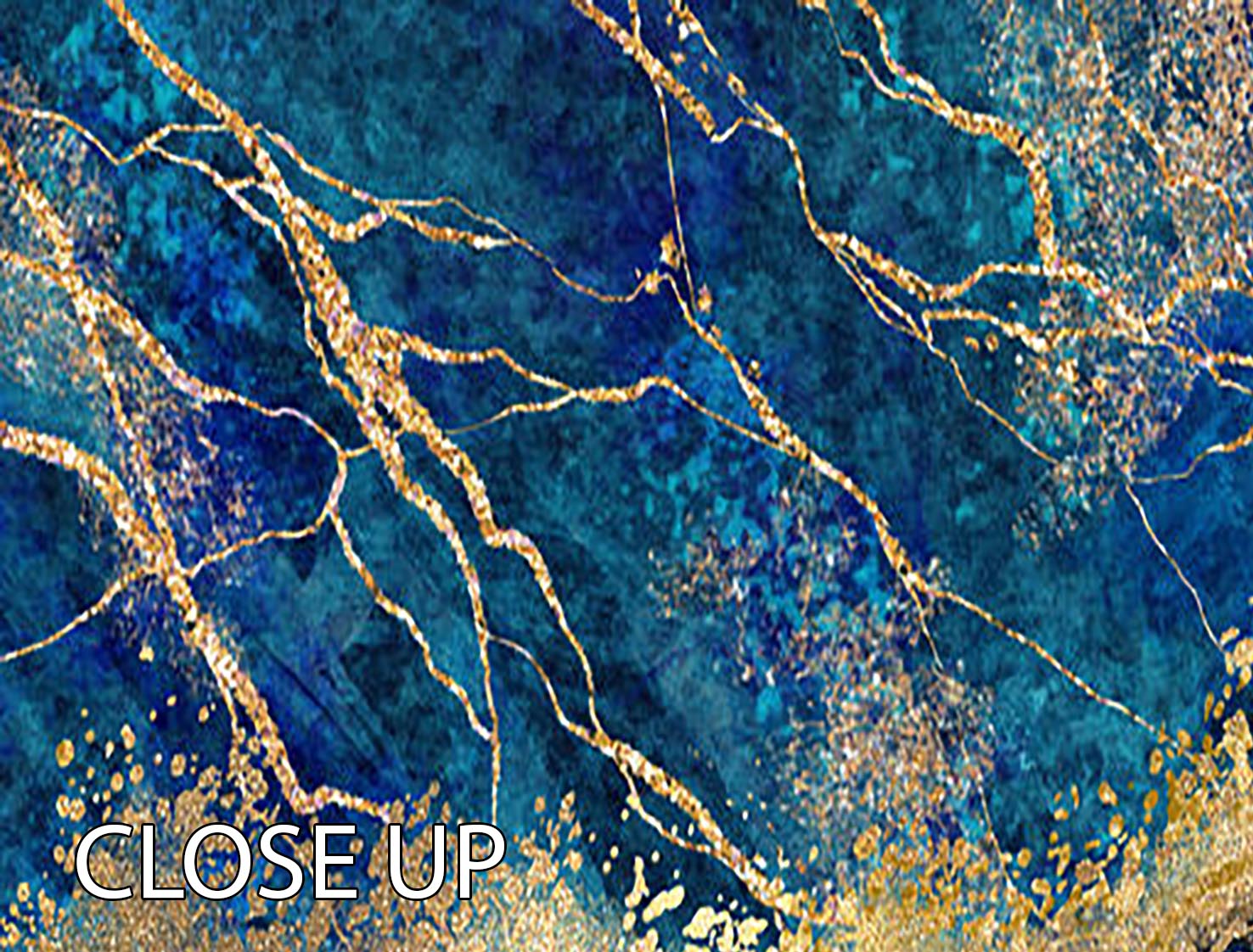 Blue and Gold Layered Marble 3 Split Panel Canvas Print - Canvas Art Rocks - 3