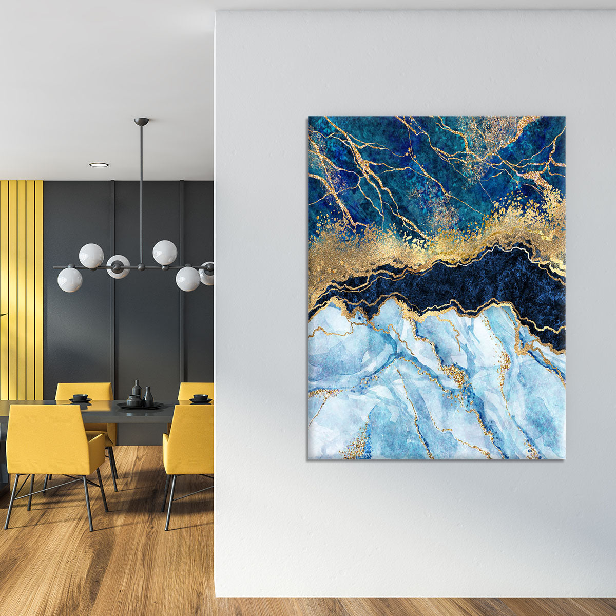 Blue and Gold Layered Marble Canvas Print or Poster - Canvas Art Rocks - 4