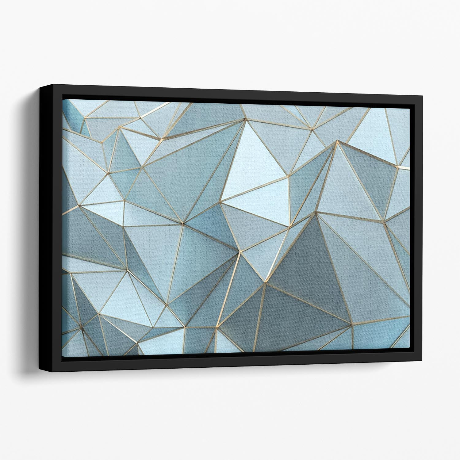 Blue and Gold Triangulated Surface Floating Framed Canvas - Canvas Art Rocks - 1