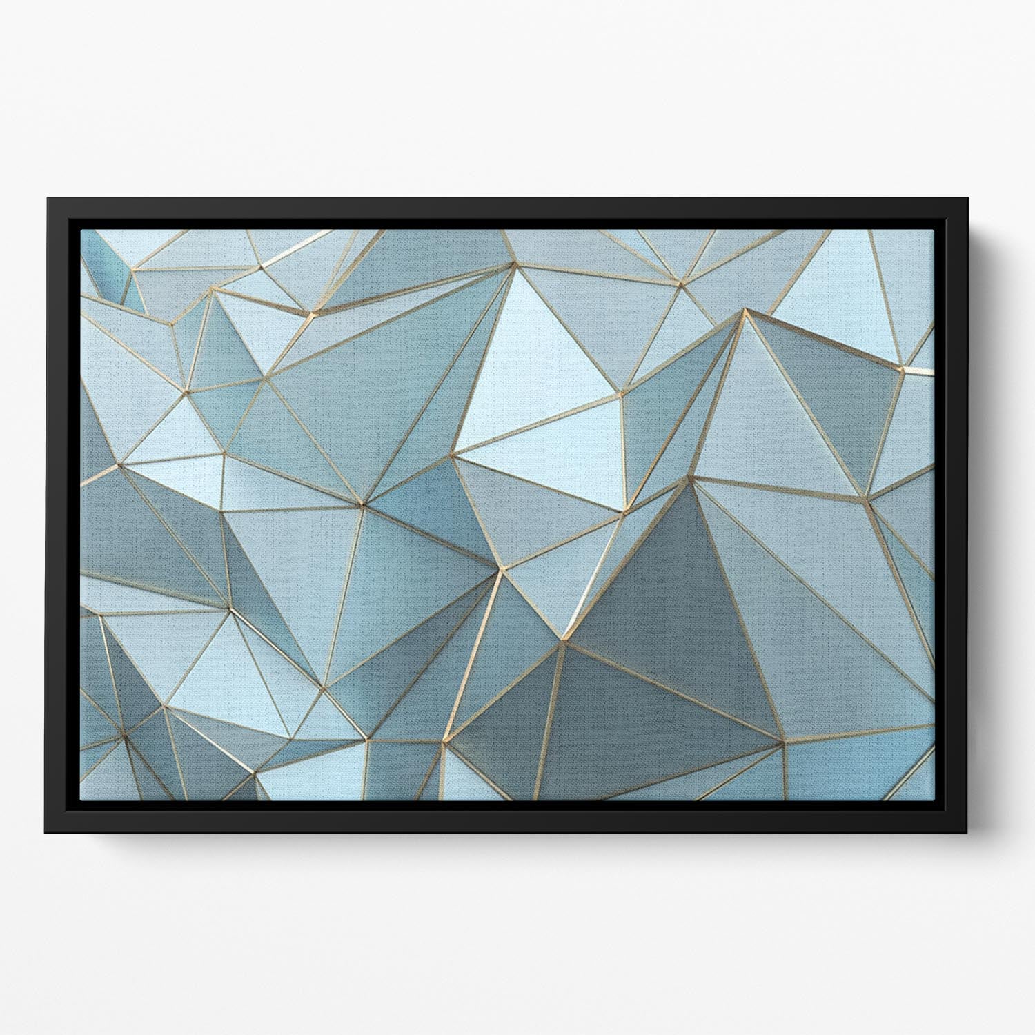Blue and Gold Triangulated Surface Floating Framed Canvas - Canvas Art Rocks - 2