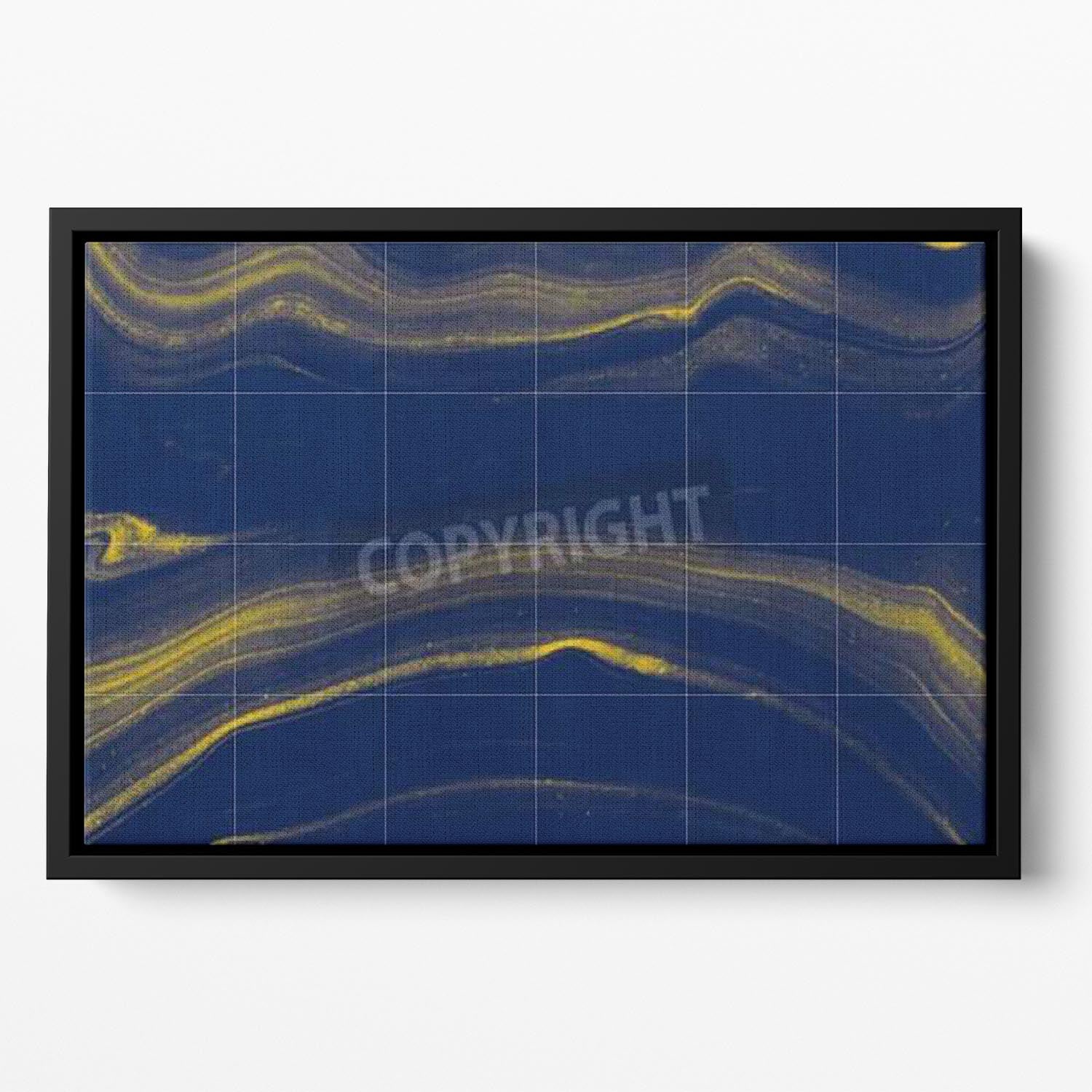 Blue and Gold Veined Marble Floating Framed Canvas - Canvas Art Rocks - 2