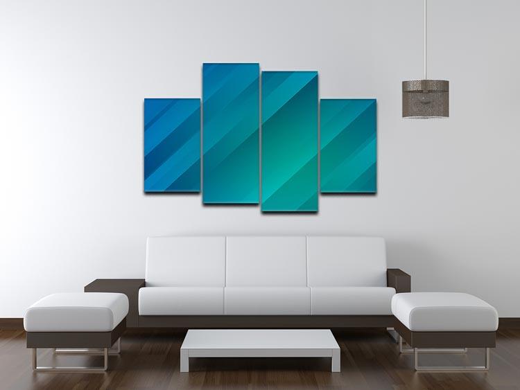 Blue and Green 4 Split Panel Canvas  - Canvas Art Rocks - 3