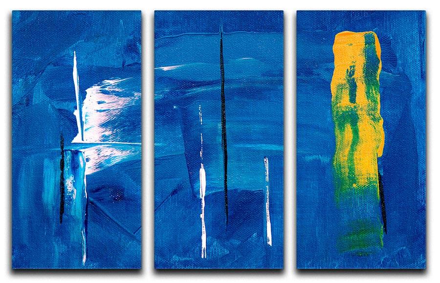 Blue and Green Abstract Painting 3 Split Panel Canvas Print - Canvas Art Rocks - 1