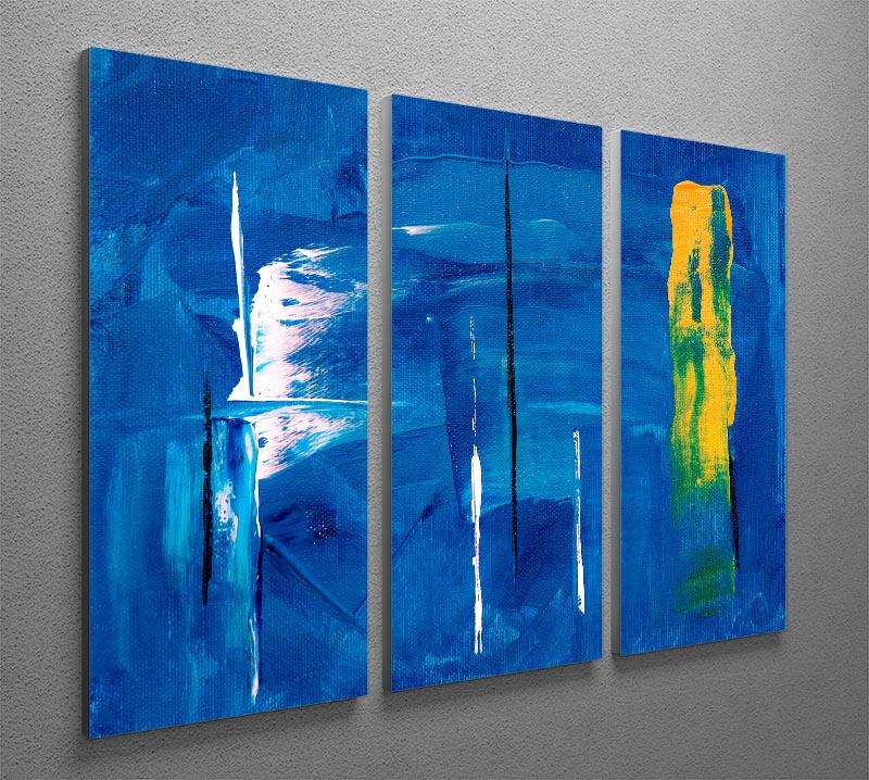 Blue and Green Abstract Painting 3 Split Panel Canvas Print - Canvas Art Rocks - 2