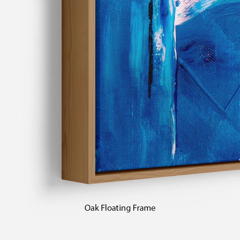 Blue and Green Abstract Painting Floating Frame Canvas