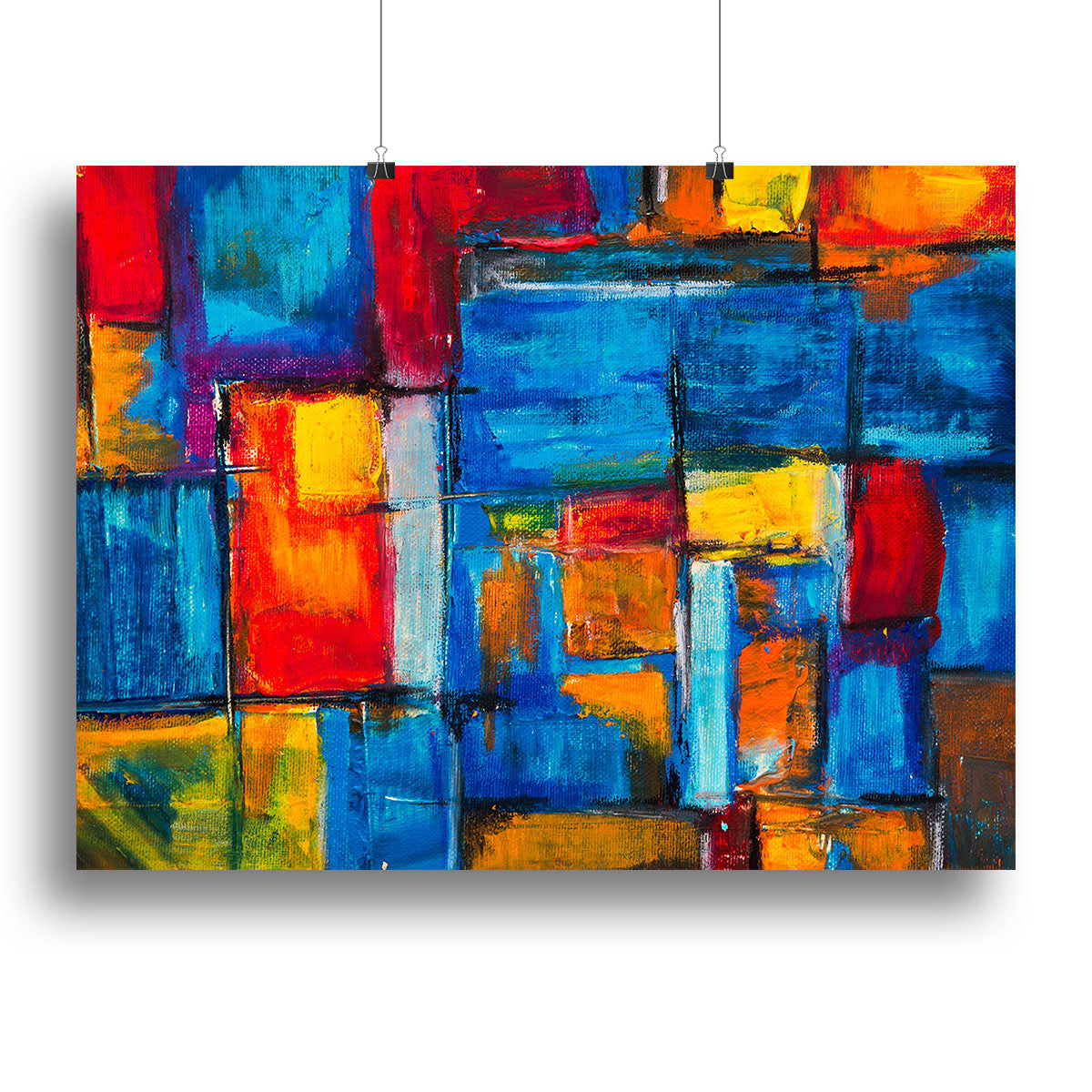 Blue and Red Square Abstract Painting Canvas Print or Poster - Canvas Art Rocks - 2