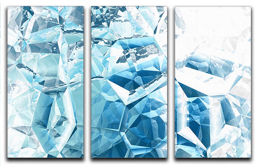 Blue and White Crystal 3 Split Panel Canvas Print - Canvas Art Rocks - 1