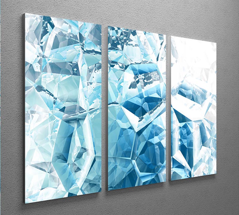 Blue and White Crystal 3 Split Panel Canvas Print - Canvas Art Rocks - 2