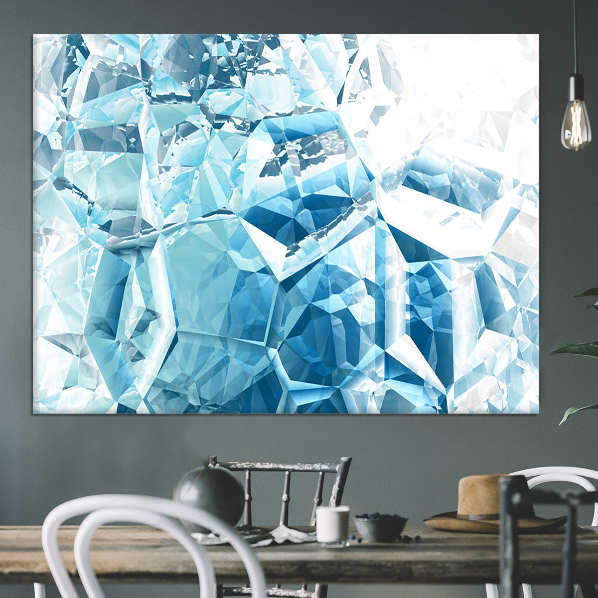 Blue and White Crystal Canvas Print or Poster - Canvas Art Rocks - 3