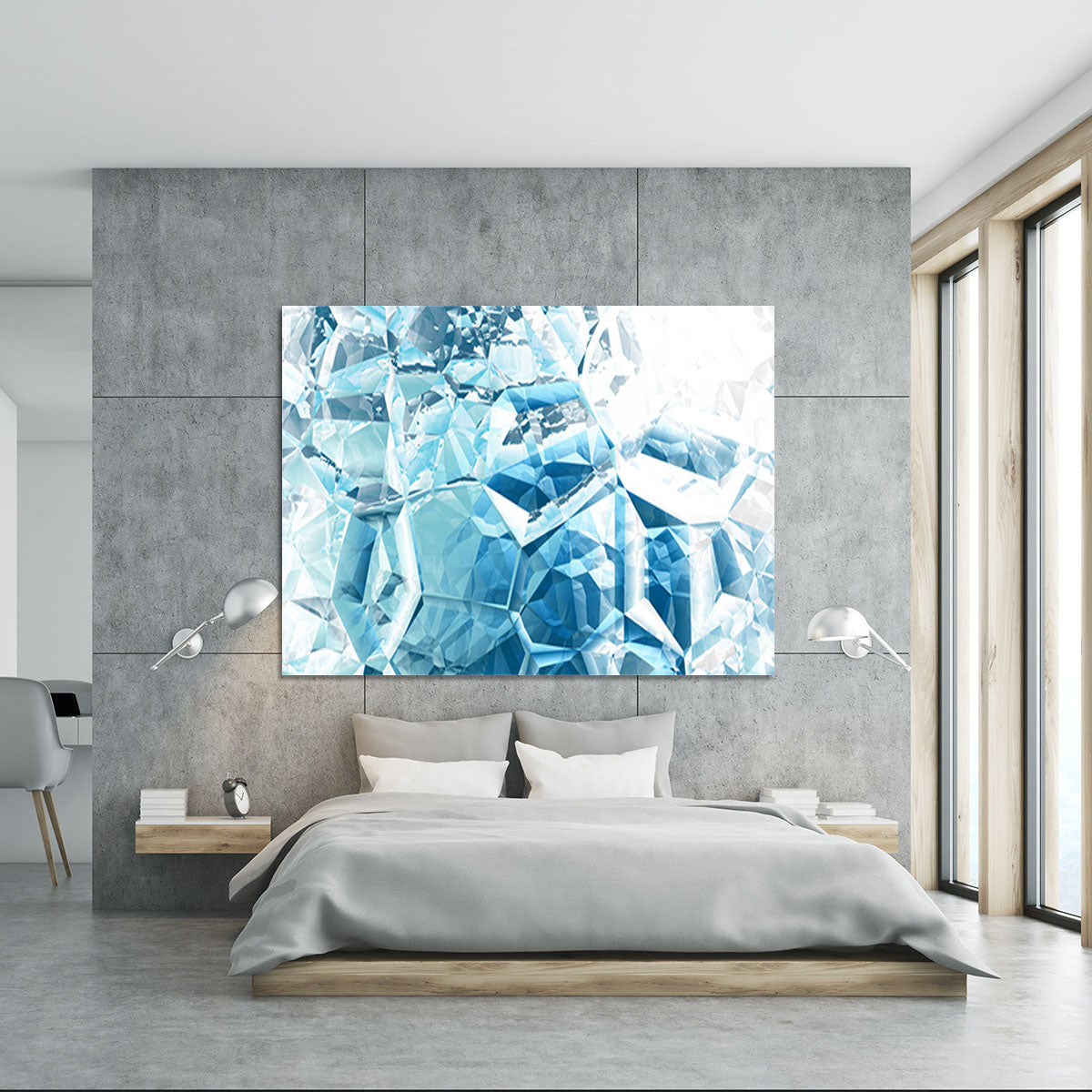 Blue and White Crystal Canvas Print or Poster - Canvas Art Rocks - 5
