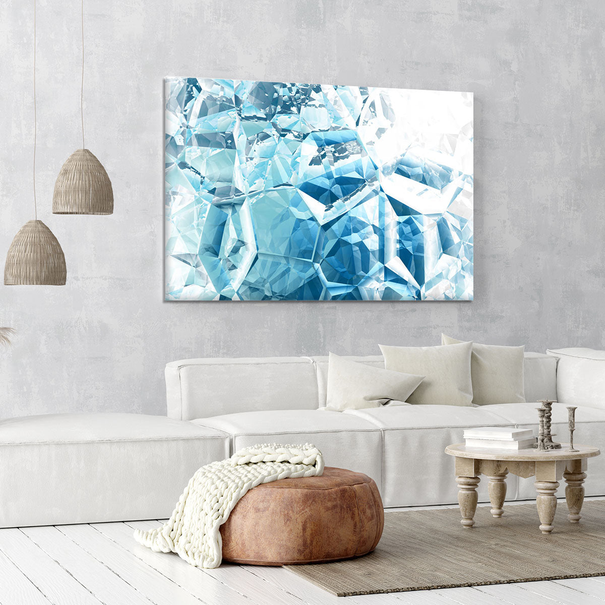 Blue and White Crystal Canvas Print or Poster - Canvas Art Rocks - 6