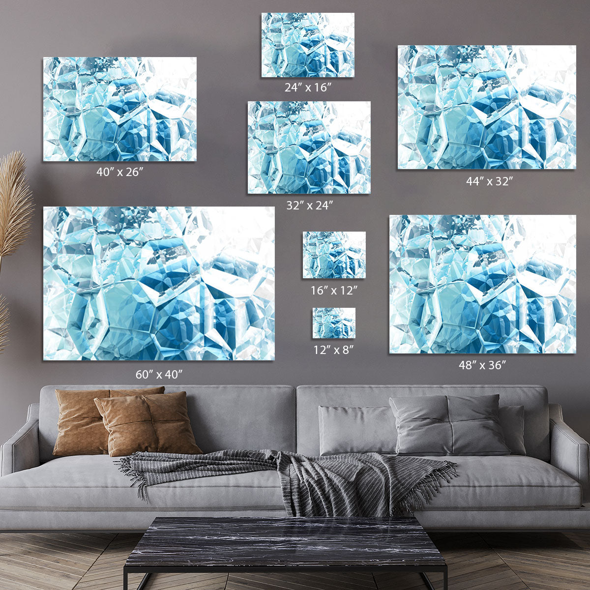 Blue and White Crystal Canvas Print or Poster - Canvas Art Rocks - 7