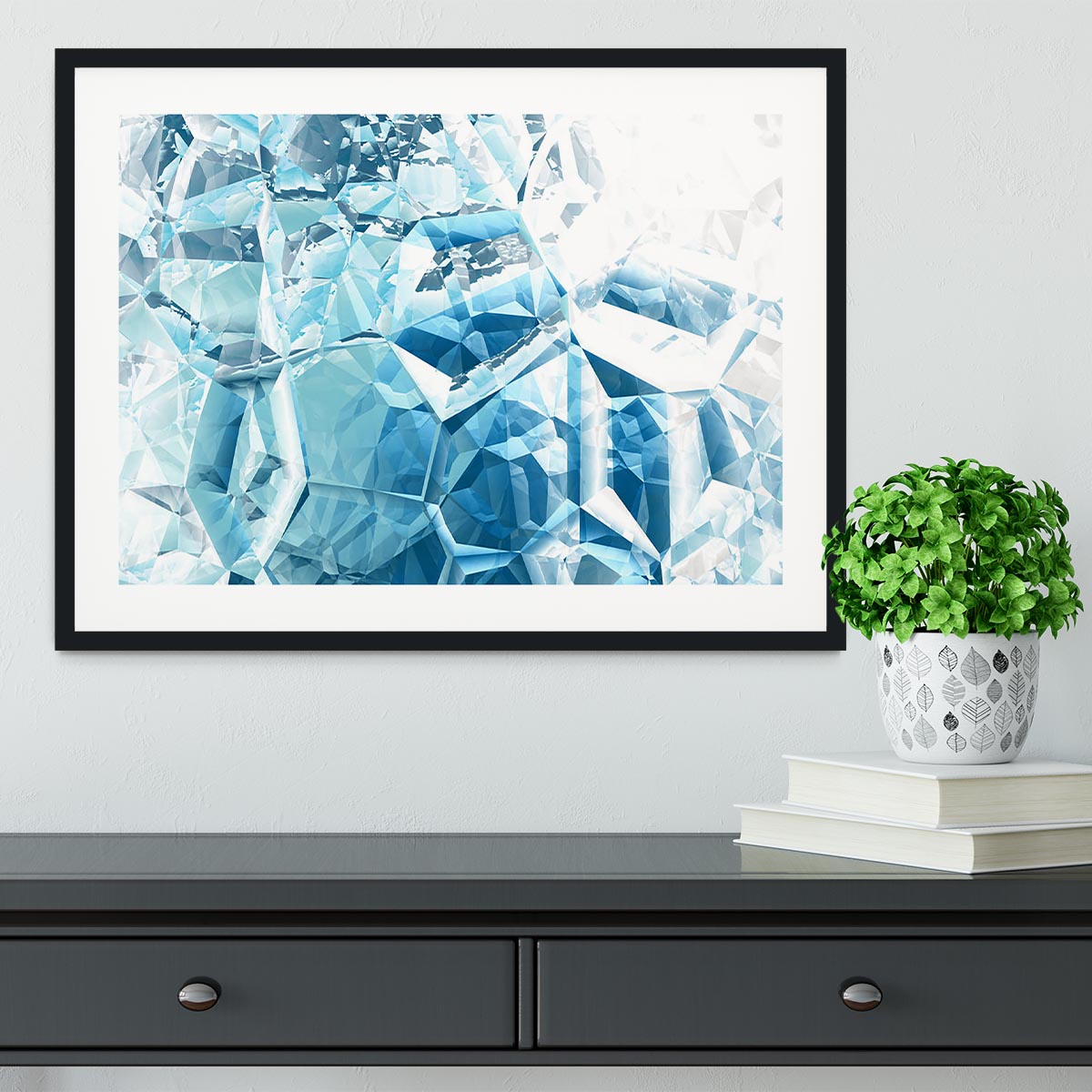 Blue and White Crystal Framed Print - Canvas Art Rocks - 1