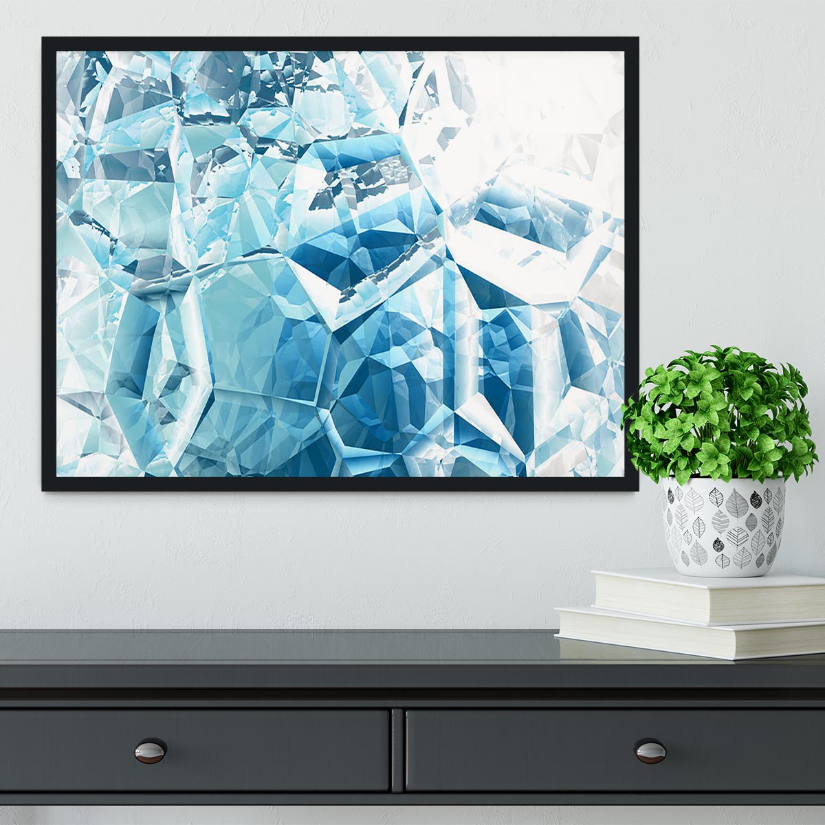 Blue and White Crystal Framed Print - Canvas Art Rocks - 2