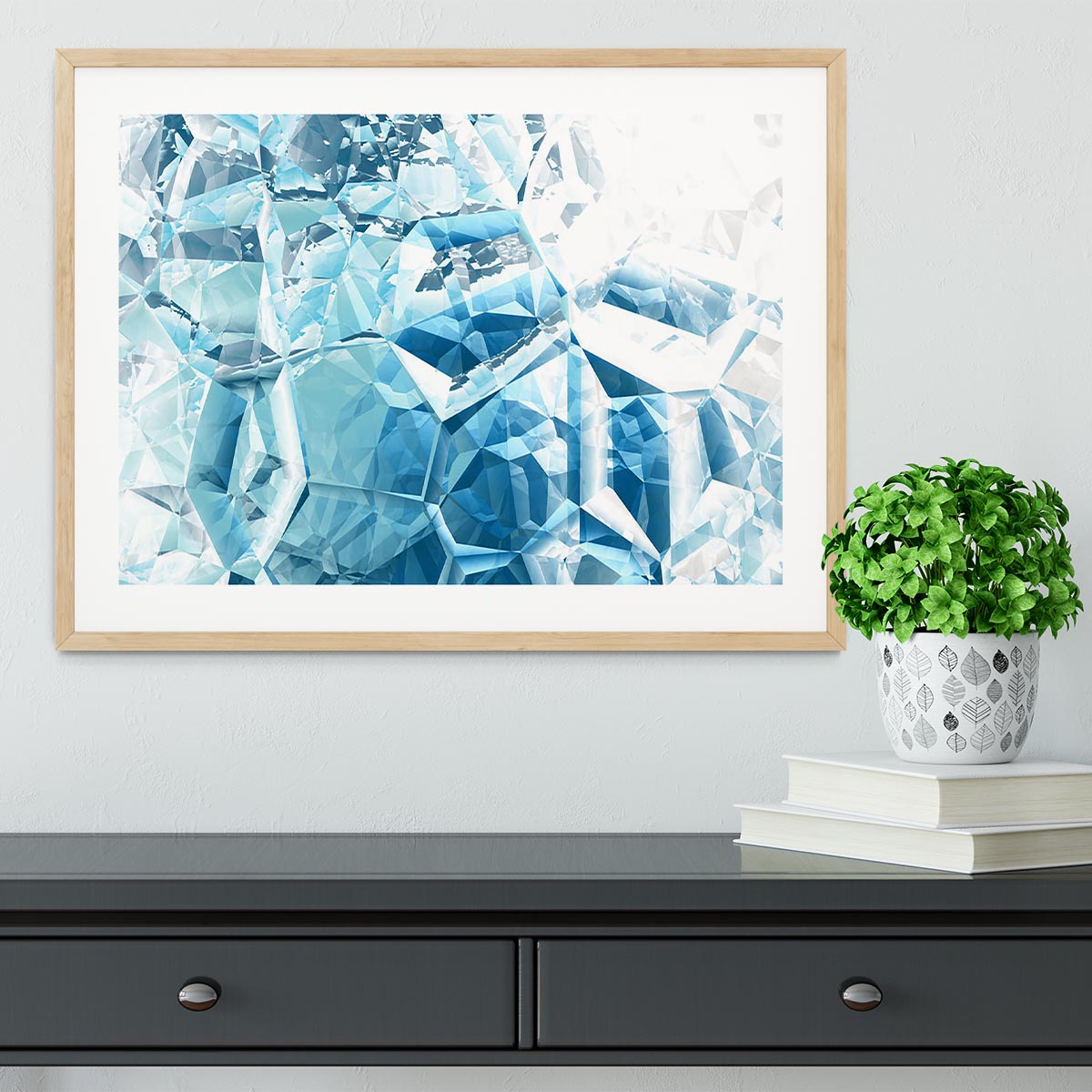 Blue and White Crystal Framed Print - Canvas Art Rocks - 3