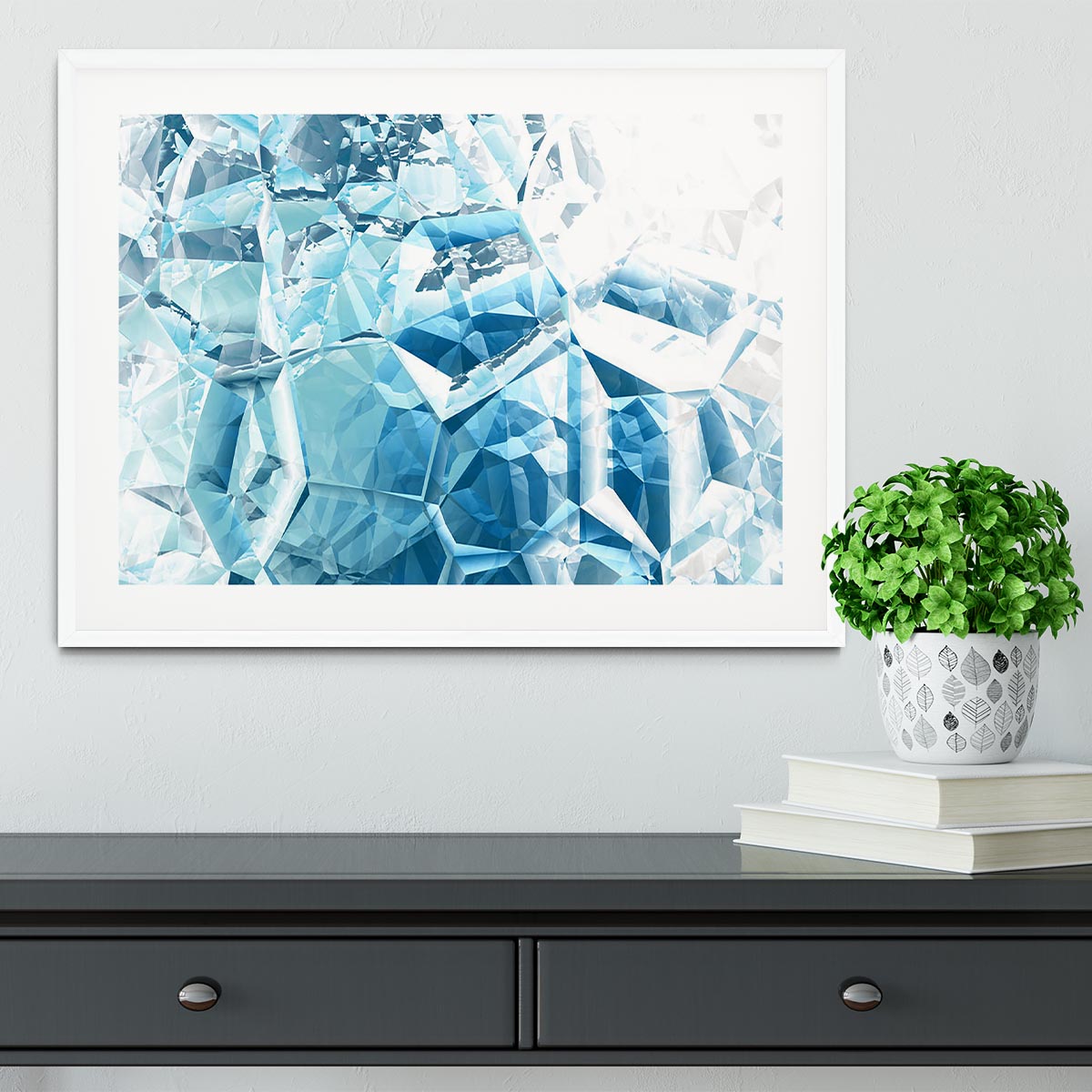 Blue and White Crystal Framed Print - Canvas Art Rocks - 5