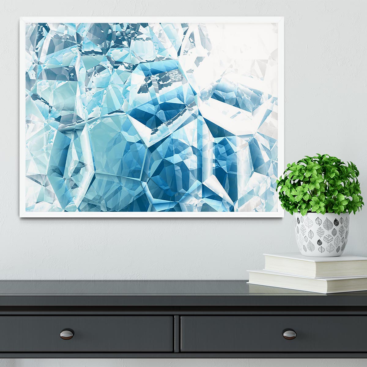 Blue and White Crystal Framed Print - Canvas Art Rocks -6