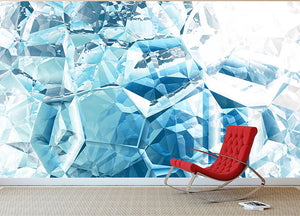 Blue and White Crystal Wall Mural Wallpaper - Canvas Art Rocks - 2