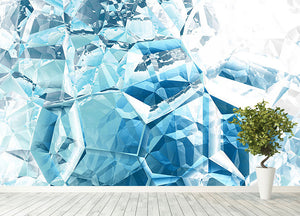Blue and White Crystal Wall Mural Wallpaper - Canvas Art Rocks - 4