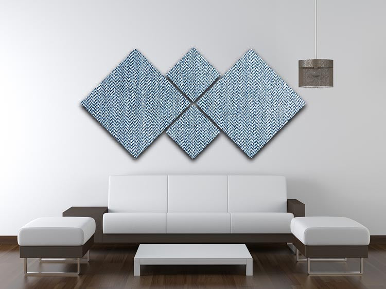 Blue denim texture 4 Square Multi Panel Canvas - Canvas Art Rocks - 3
