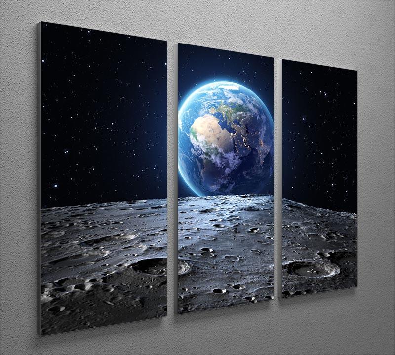 Blue earth seen from the moon surface 3 Split Panel Canvas Print - Canvas Art Rocks - 2