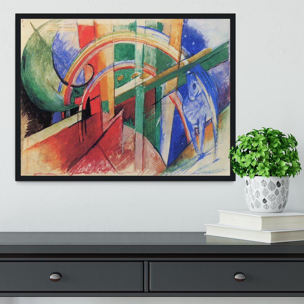 Blue horse with rainbow by Franz Marc Framed Print - Canvas Art Rocks - 2