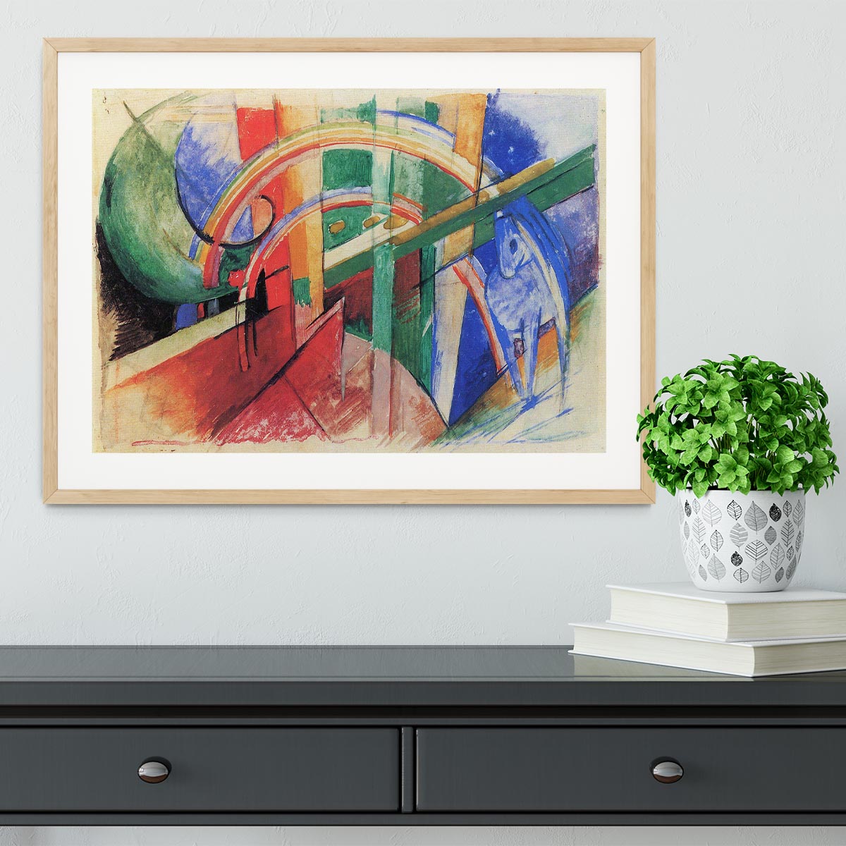 Blue horse with rainbow by Franz Marc Framed Print - Canvas Art Rocks - 3