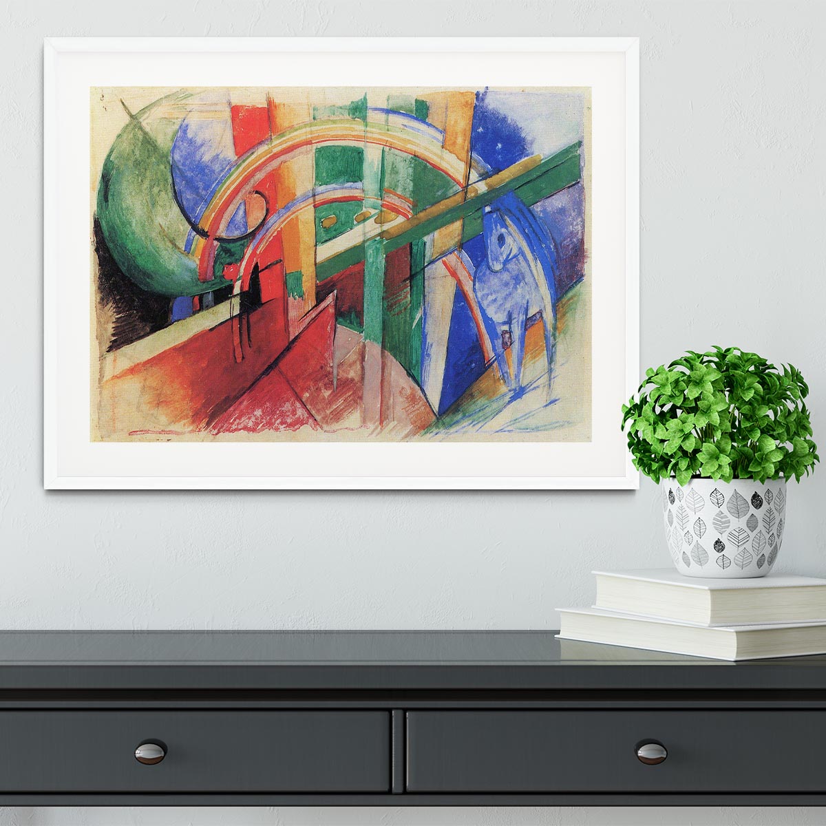 Blue horse with rainbow by Franz Marc Framed Print - Canvas Art Rocks - 5