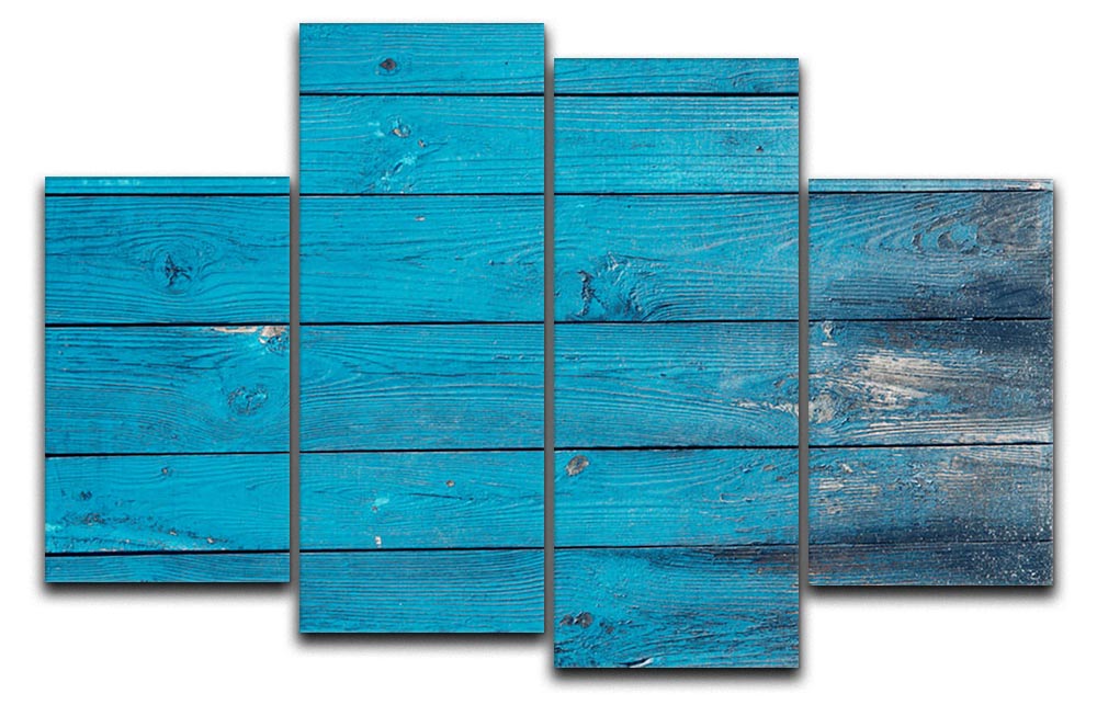 Blue painted wood texture 4 Split Panel Canvas - Canvas Art Rocks - 1