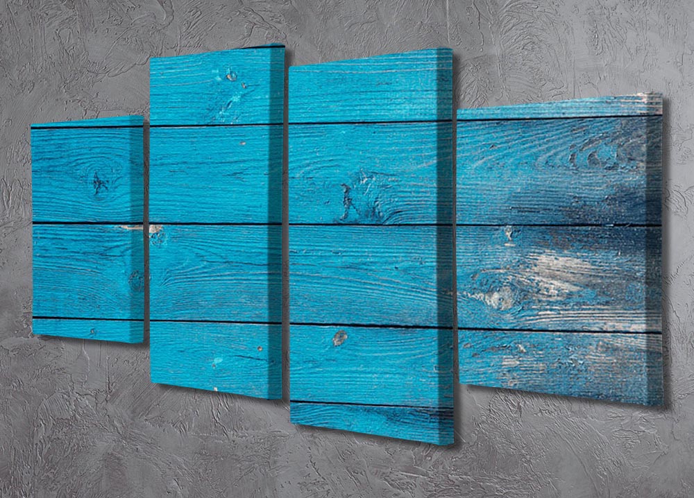Blue painted wood texture 4 Split Panel Canvas - Canvas Art Rocks - 2