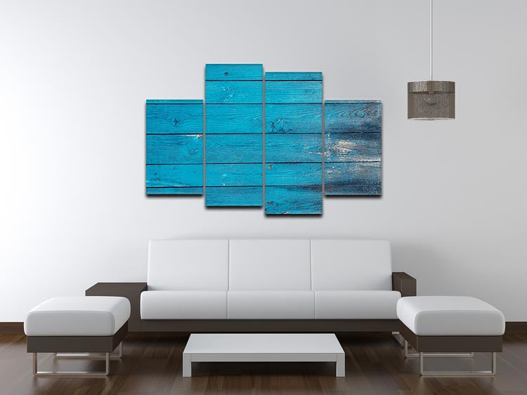 Blue painted wood texture 4 Split Panel Canvas - Canvas Art Rocks - 3