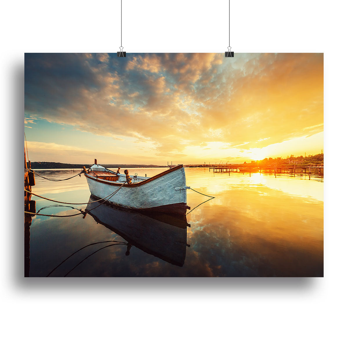 Boat on lake with a reflection Canvas Print or Poster - Canvas Art Rocks - 2