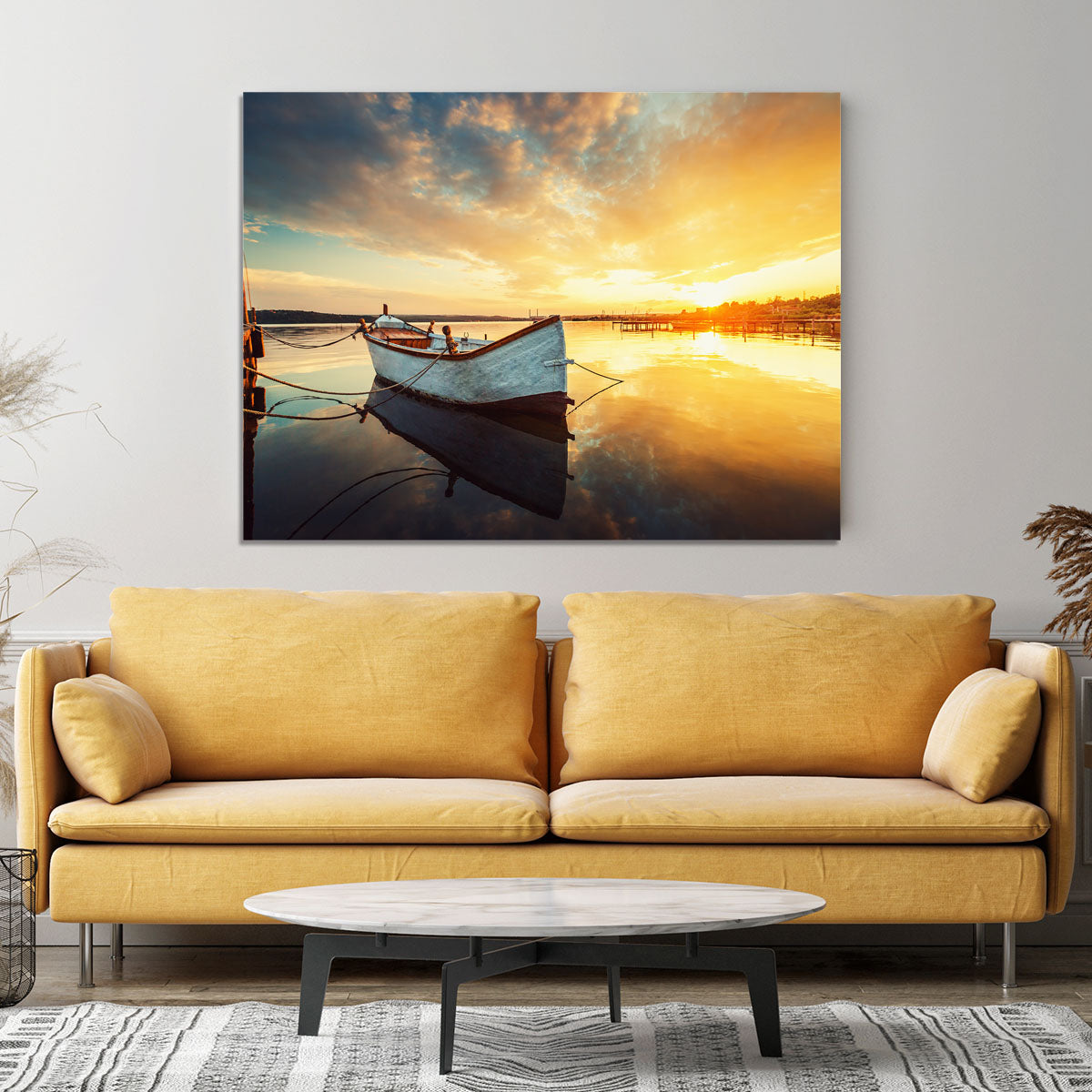 Boat on lake with a reflection Canvas Print or Poster - Canvas Art Rocks - 4
