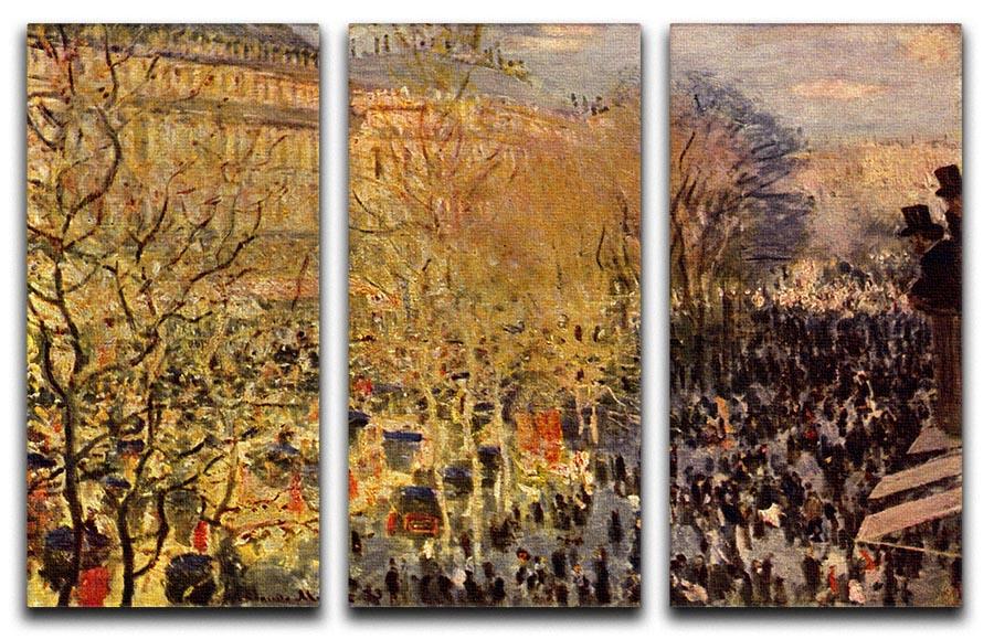 Boulevard of Capucines in Paris by Monet Split Panel Canvas Print - Canvas Art Rocks - 4