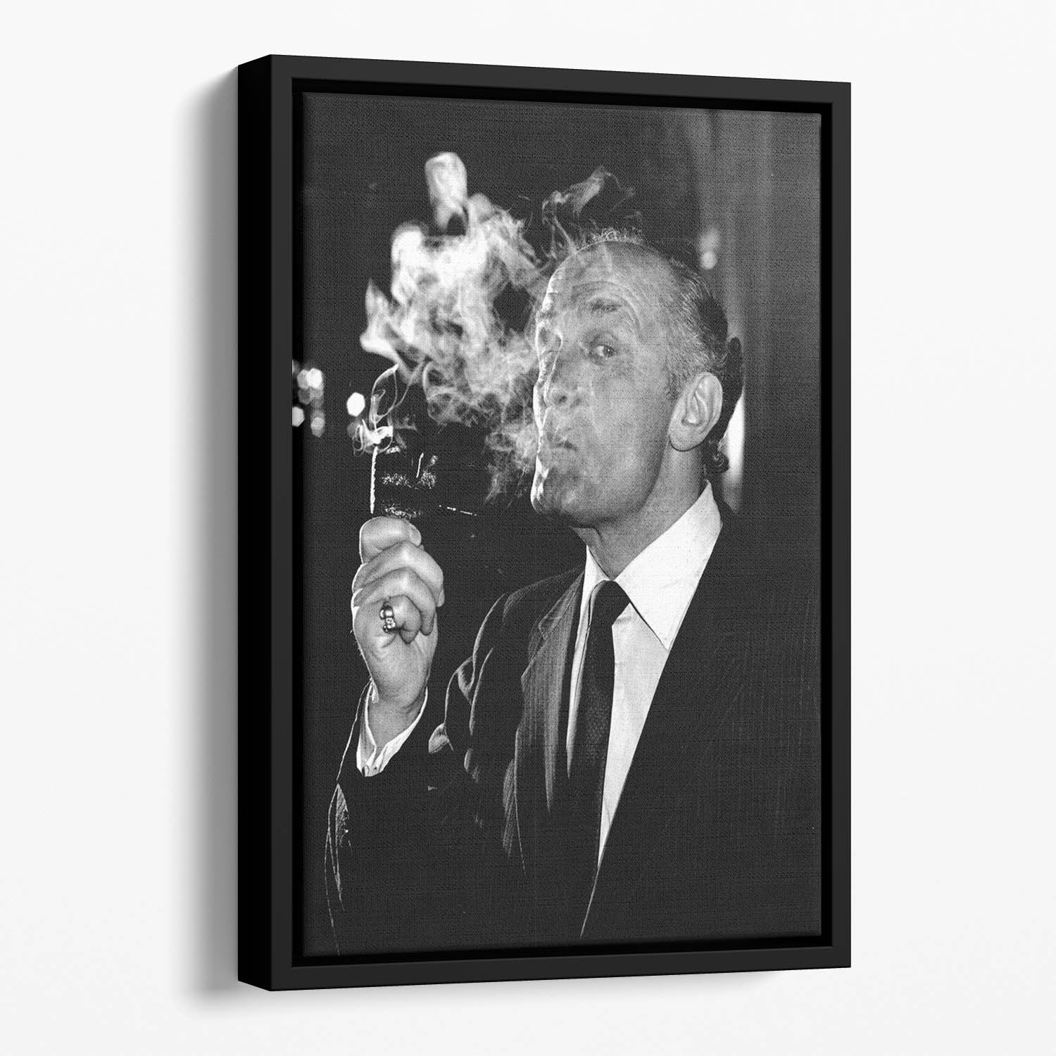 Boxer Henry Cooper smoking a pipe Floating Framed Canvas