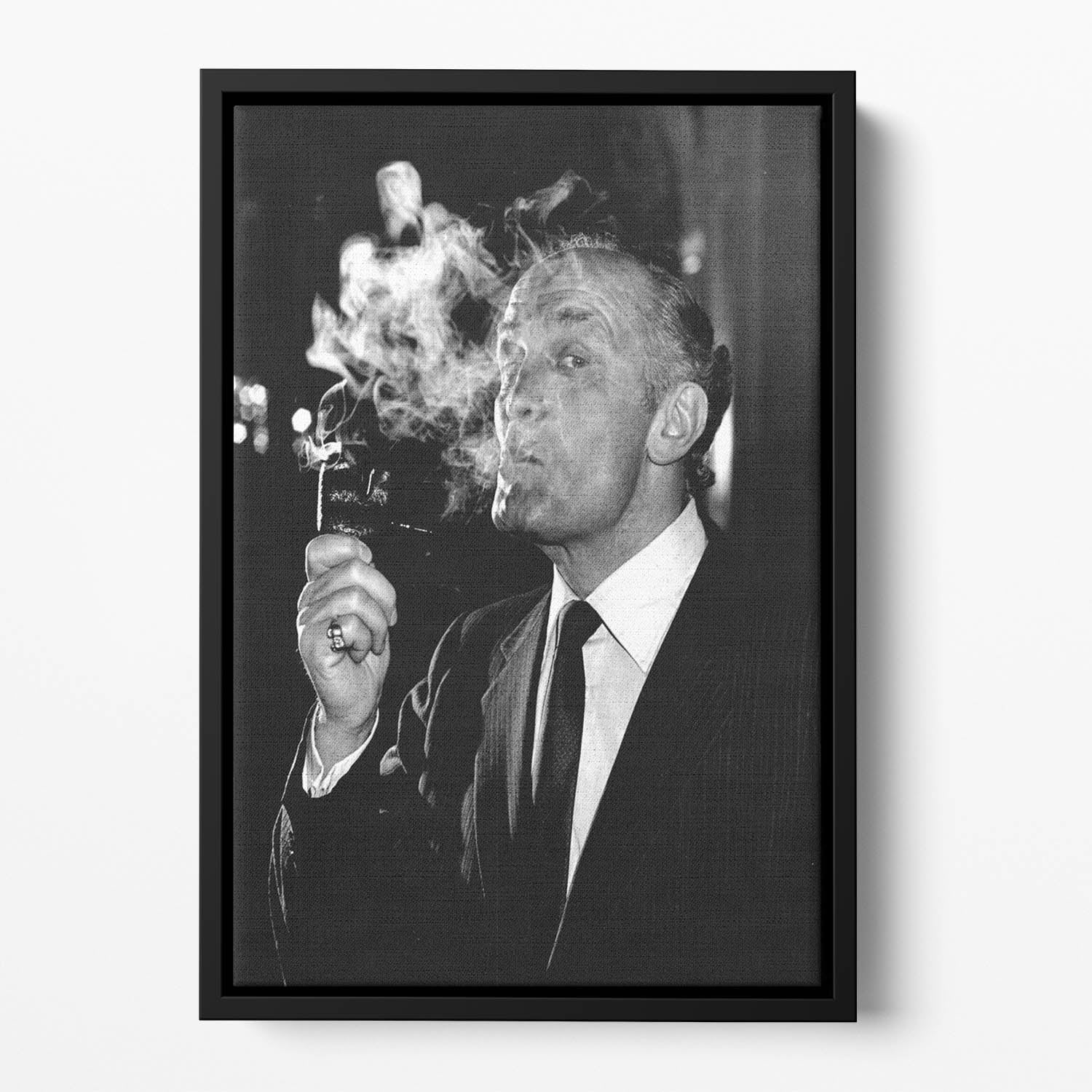 Boxer Henry Cooper smoking a pipe Floating Framed Canvas