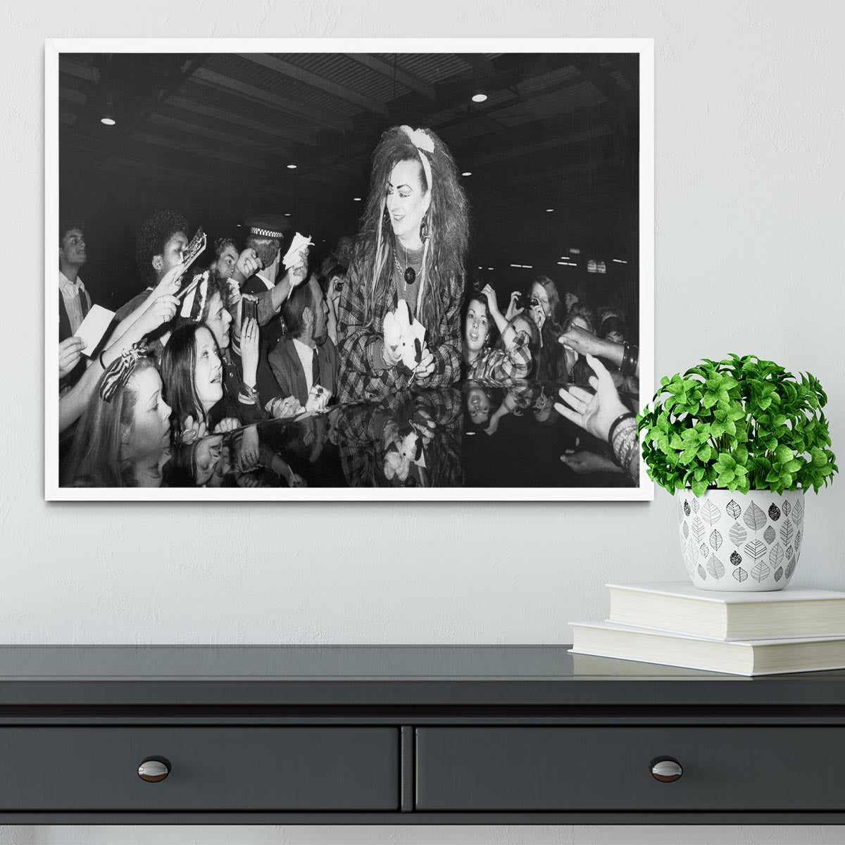 Boy George mobbed by fans Framed Print - Canvas Art Rocks -6