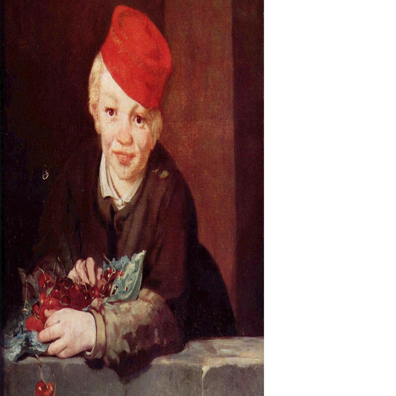 Boy with the cherries by Manet Floating Framed Canvas