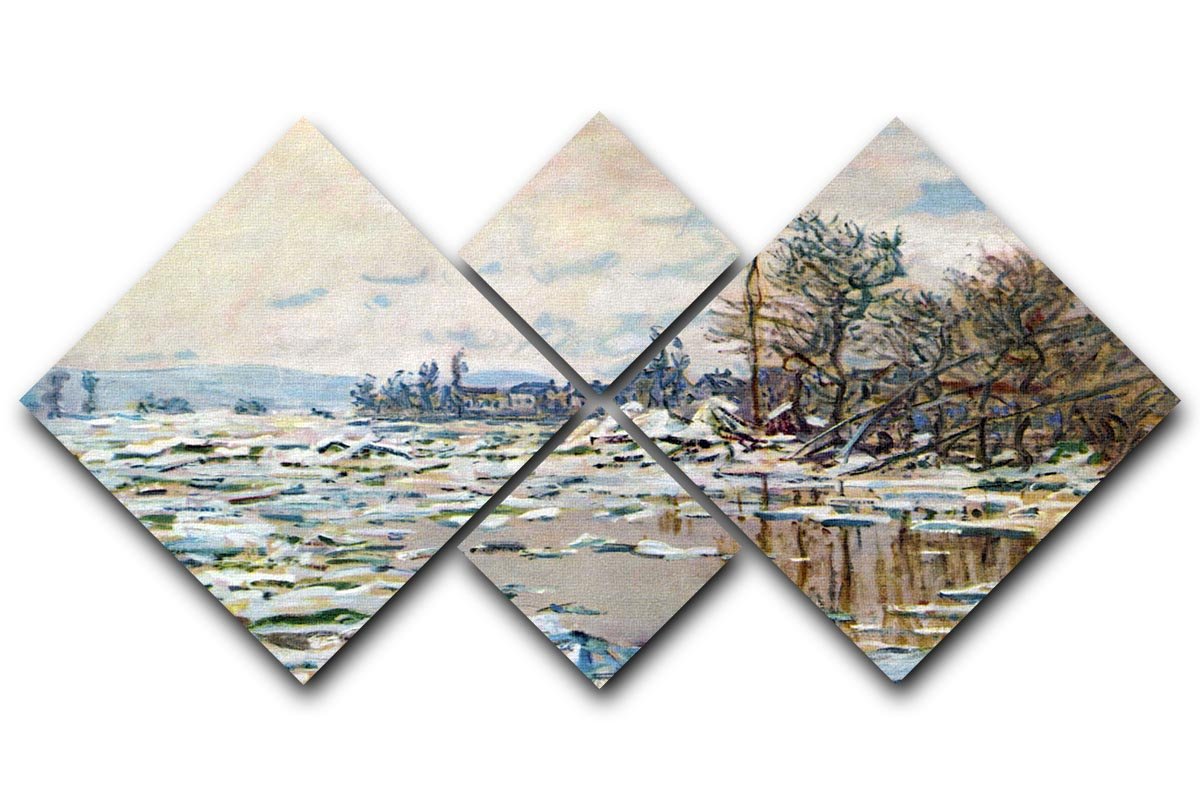 Break Up of Ice by Monet 4 Square Multi Panel Canvas  - Canvas Art Rocks - 1