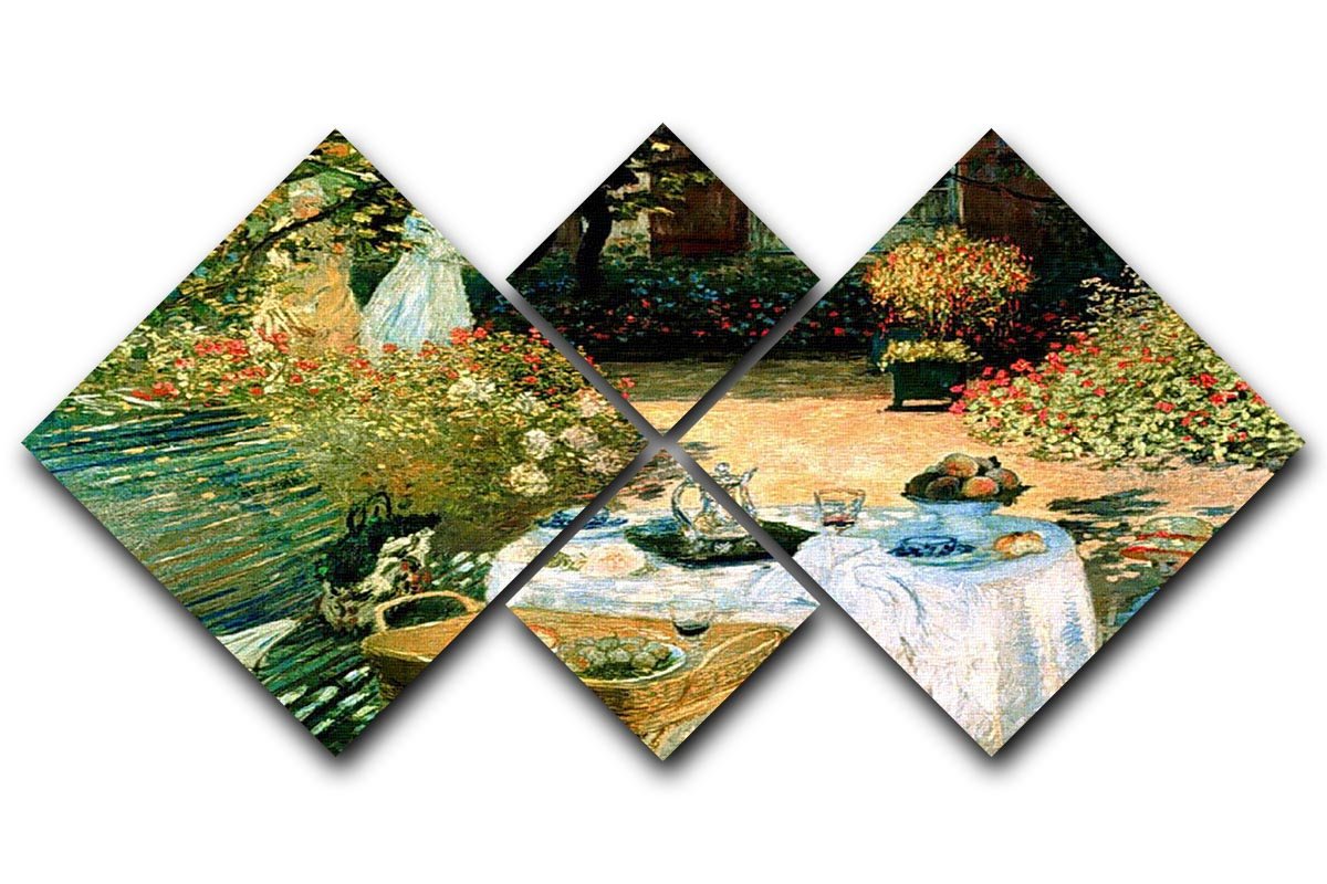 Breakfast by Monet 4 Square Multi Panel Canvas  - Canvas Art Rocks - 1