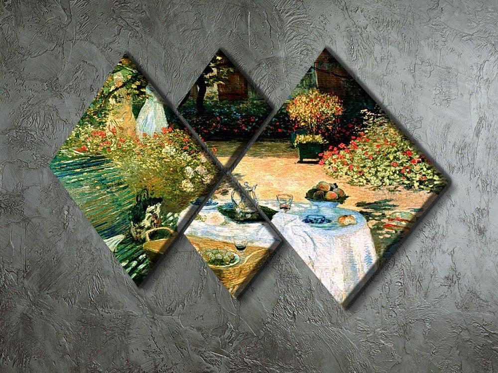 Breakfast by Monet 4 Square Multi Panel Canvas - Canvas Art Rocks - 2