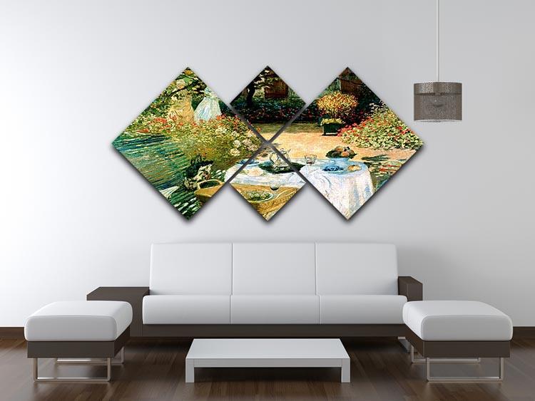Breakfast by Monet 4 Square Multi Panel Canvas - Canvas Art Rocks - 3