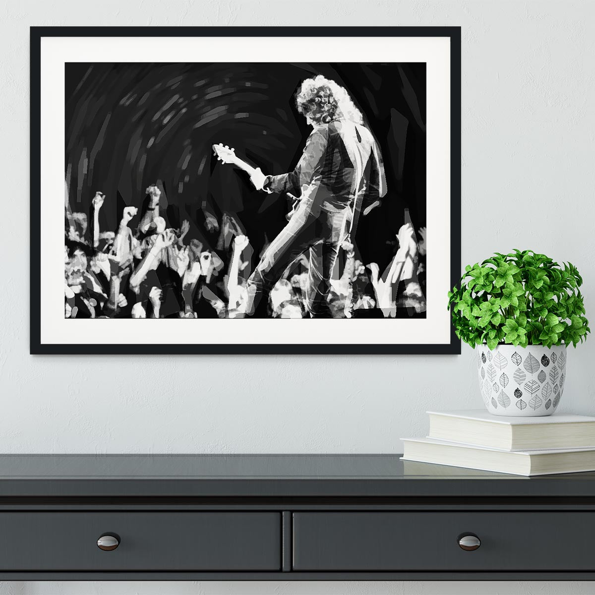 Brian May of Queen Pop Art Framed Print - Canvas Art Rocks - 1