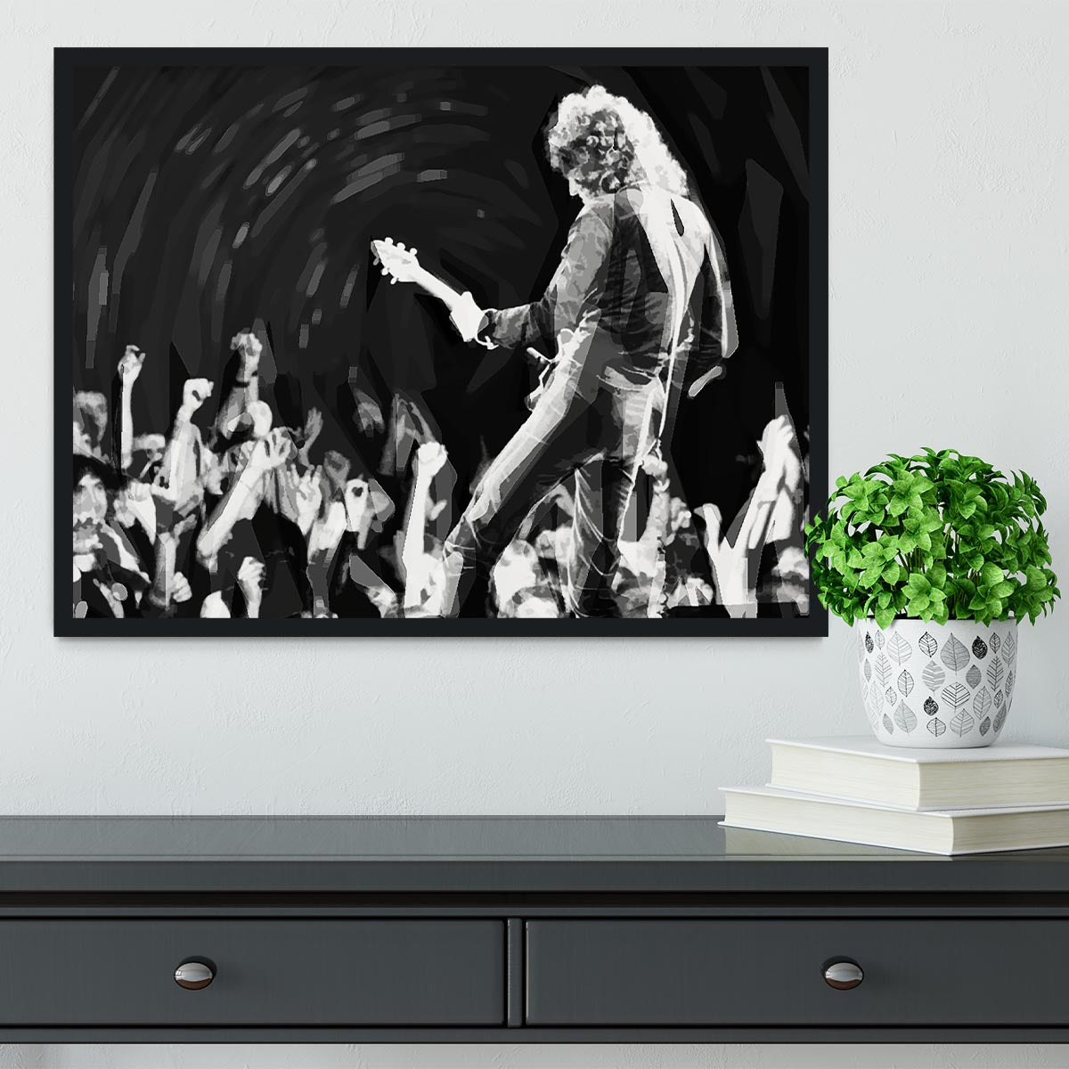 Brian May of Queen Pop Art Framed Print - Canvas Art Rocks - 2